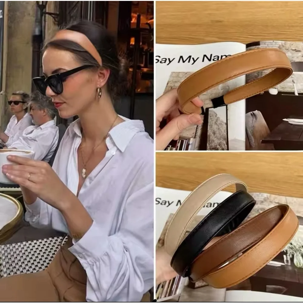 Women's Faux Leather Headband One Size‎ Brown